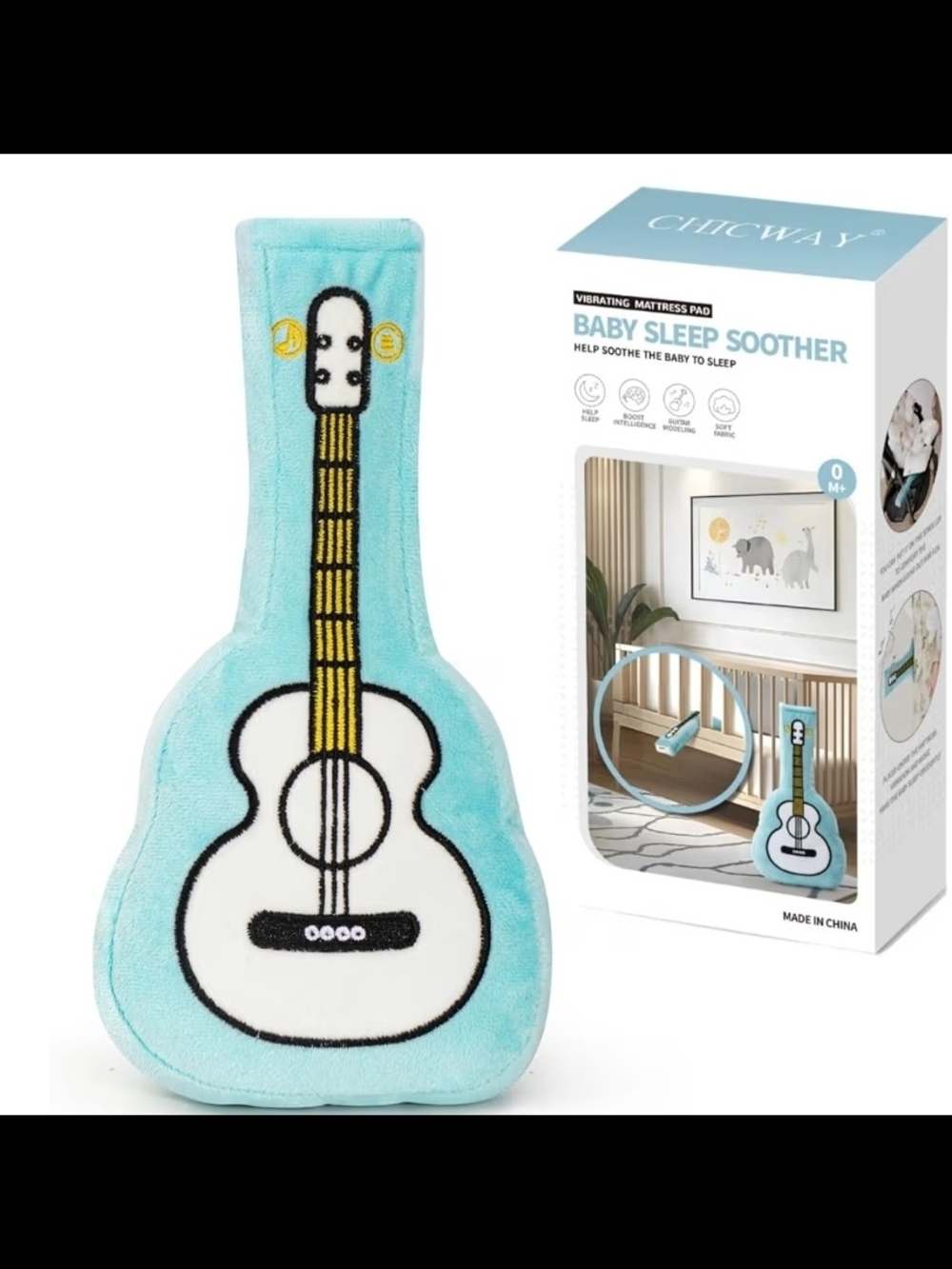CHICWAY Baby Sleep Soother Plush Guitar - Aqua